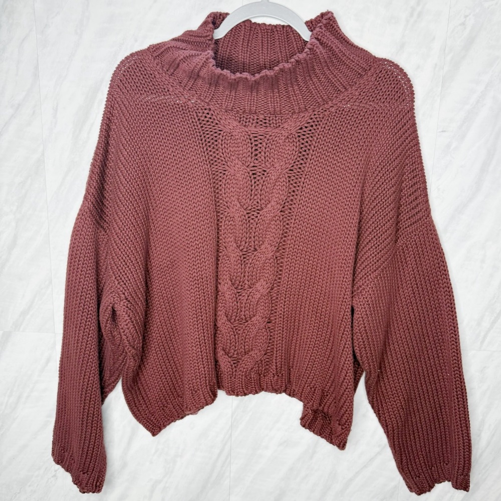 Chan Luu Burgundy Knit Cotton Sweater Medium